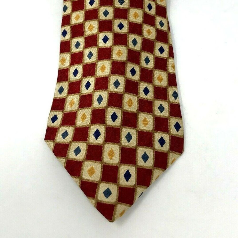 Perry Ellis Portfolio Mens Necktie TIE Red Cream S